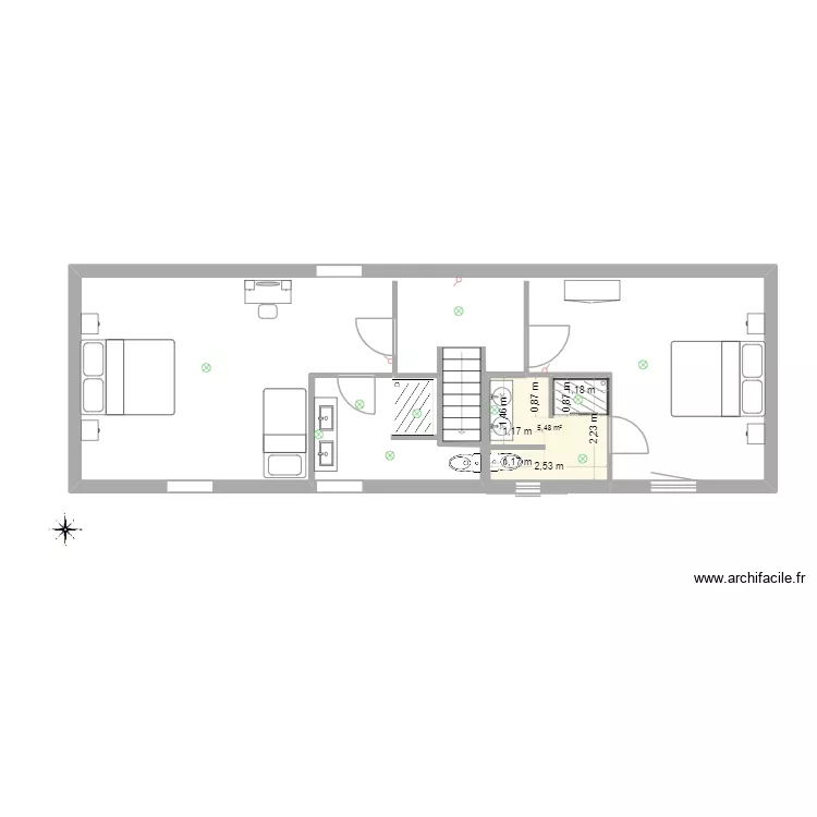 1er &eacute;tage maison. Plan de 1 Pièce et 5 m²