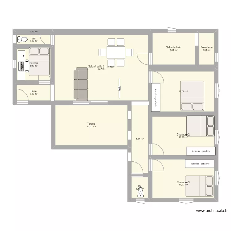 Maison 100 L. Plan de 13 et 102 m² Maison 100 L. Plan de 13 et 102 m²