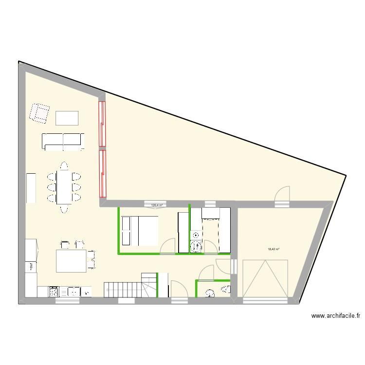ST CYR. Plan de 2 pièces et 184 m2