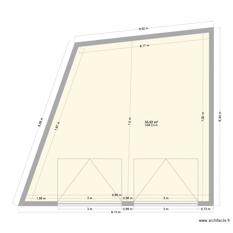 garage. Plan de 2 pièces et 110 m2