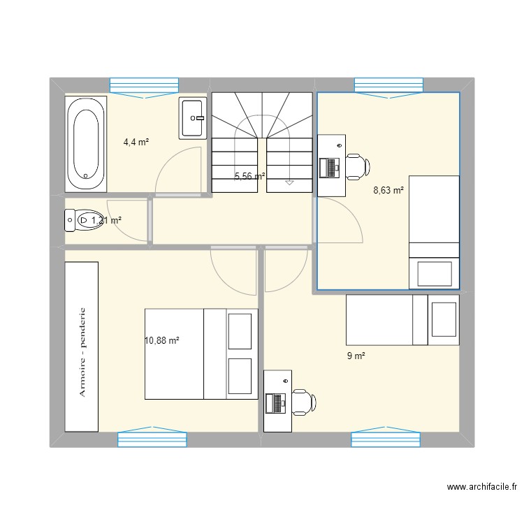 etage maison actuel. Plan de 0 pièce et 0 m2