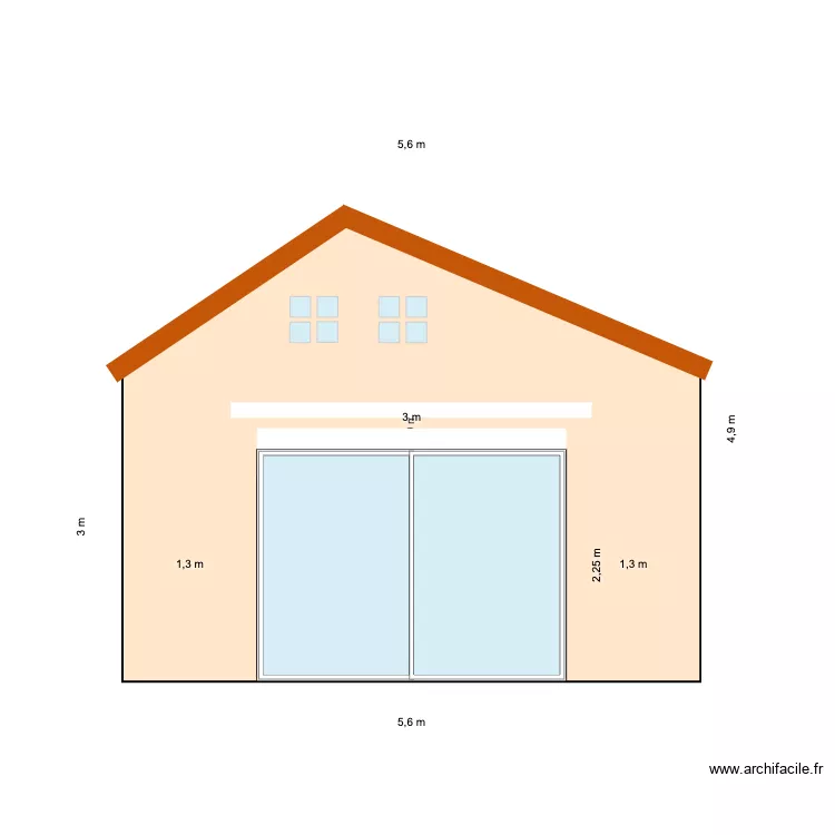 Fa&ccedil;ade arri&egrave;re actuelle. Plan de 