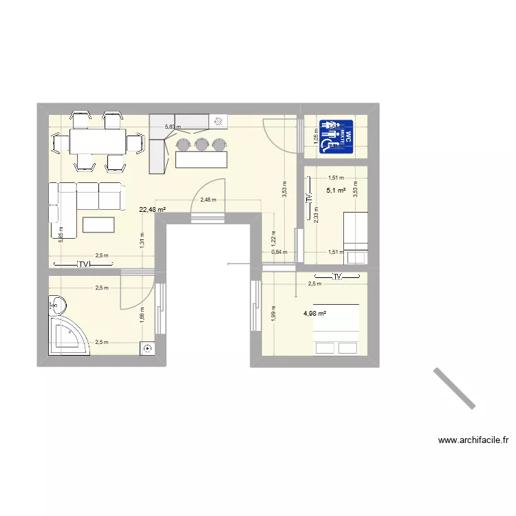 projet chez nous. Plan de 3  et 33 m²