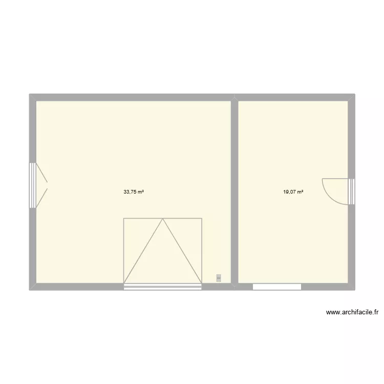 hangard volta&iuml;que plan. Plan de 2 Pièces et 53 m²
