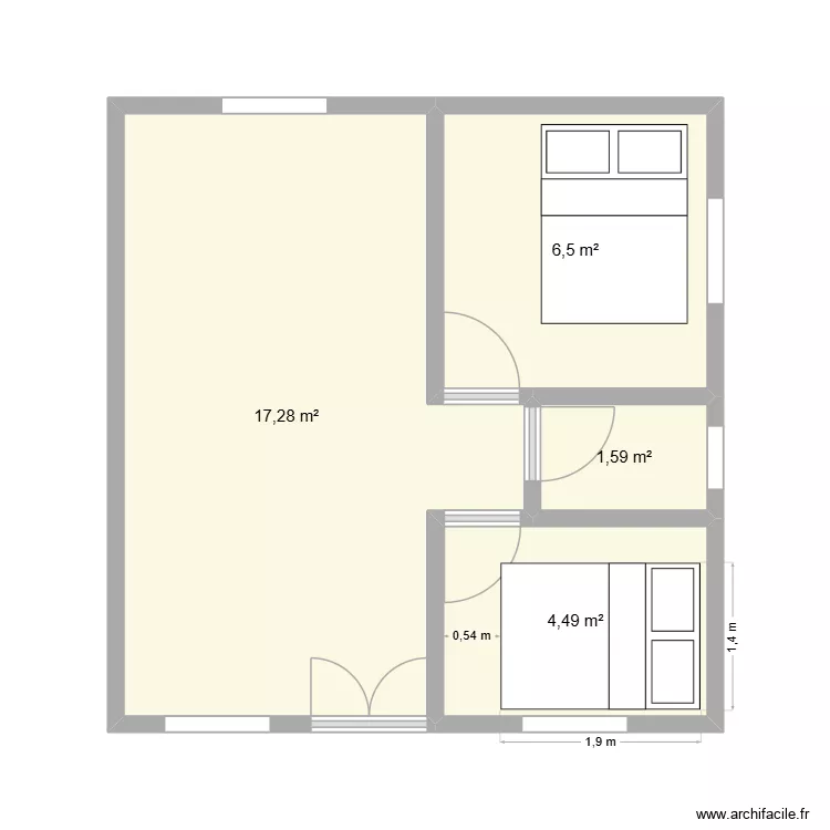 grand m&egrave;re. Plan de 4  et 30 m²