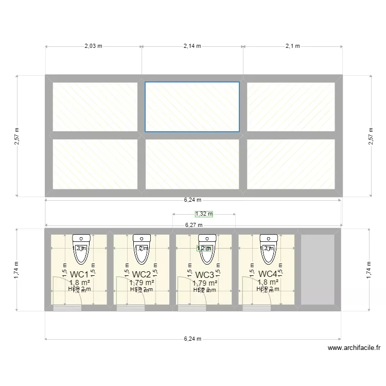 esquisse de plan latrines KKT. Plan de 