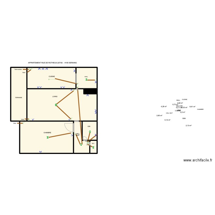 SERAING. Plan de 12 pièces et 59 m2