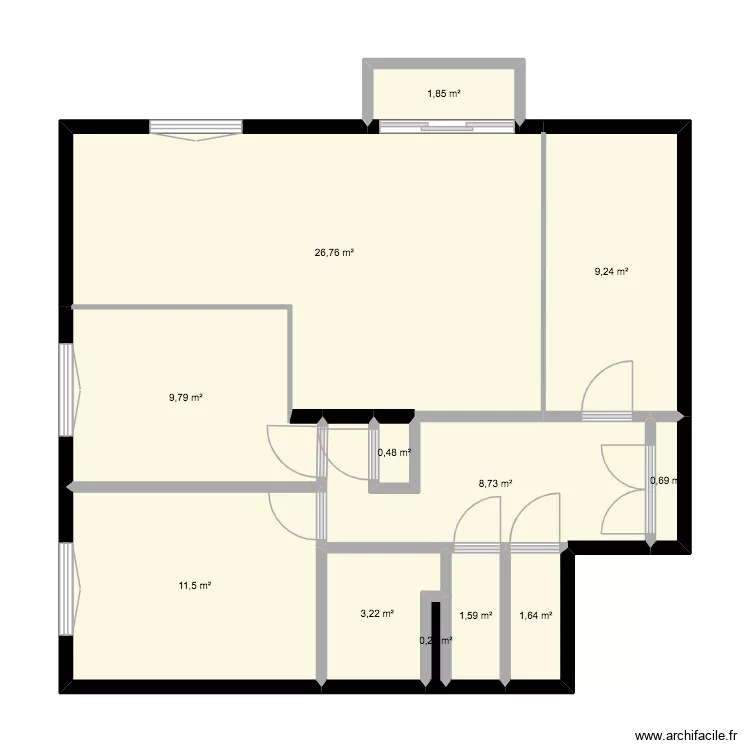 appart. Plan de 12  et 76 m²