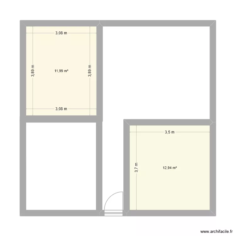 Appart.69200. Plan de 2  et 25 m²
