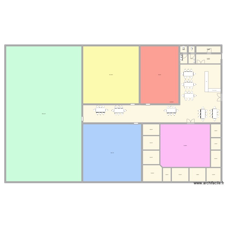 plan m² couleur zone. Plan de 21 pièces et 973 m2