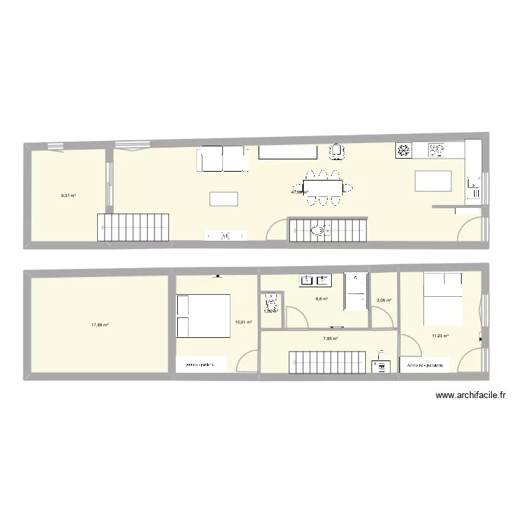 Fains 2. Plan de 9  et 115 m²