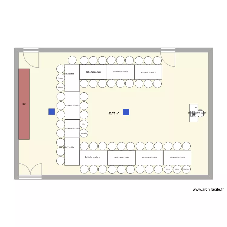 Salle 3. Plan de 1  et 86 m²