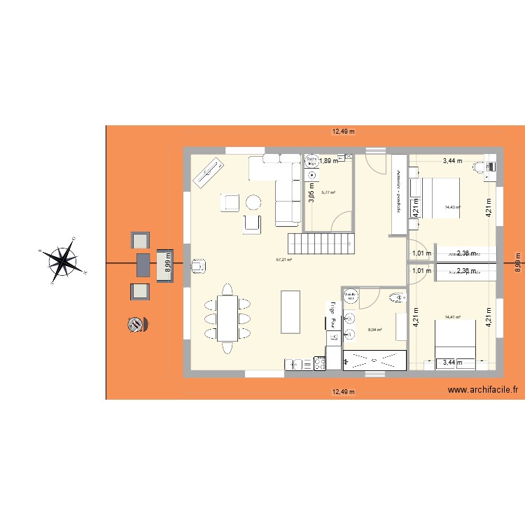 MAISON LOC 2. Plan de 6 pièces et 202 m2