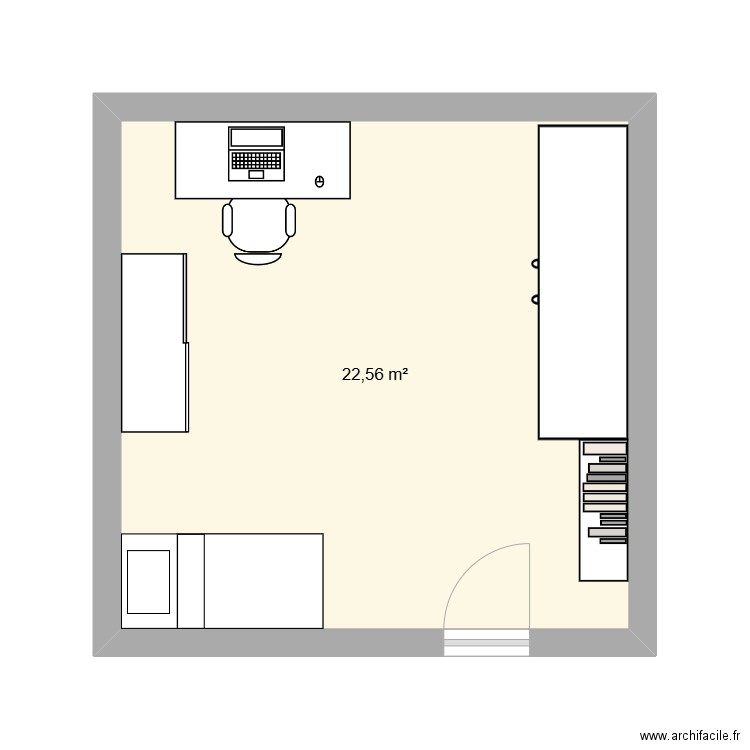 chambre paul. Plan de 1 pièce et 23 m2
