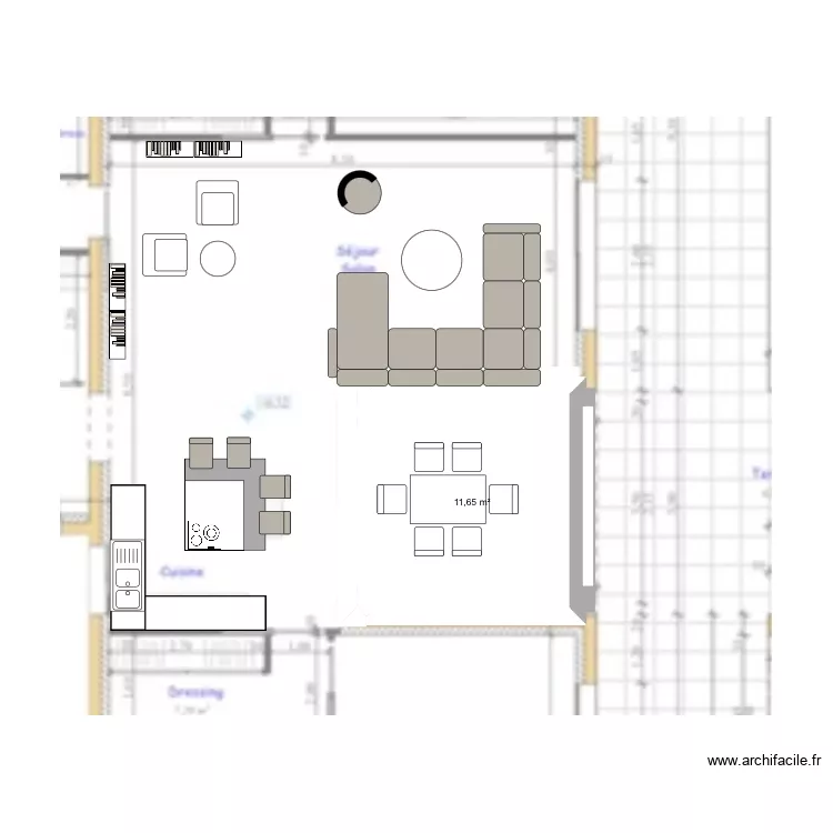 Cuisine ANDREO yaya et domi. Plan de 1 Pièce et 12 m²