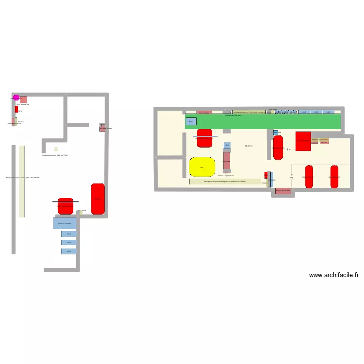 Id&eacute;e 2 bis. Plan de 1  et 100 m²