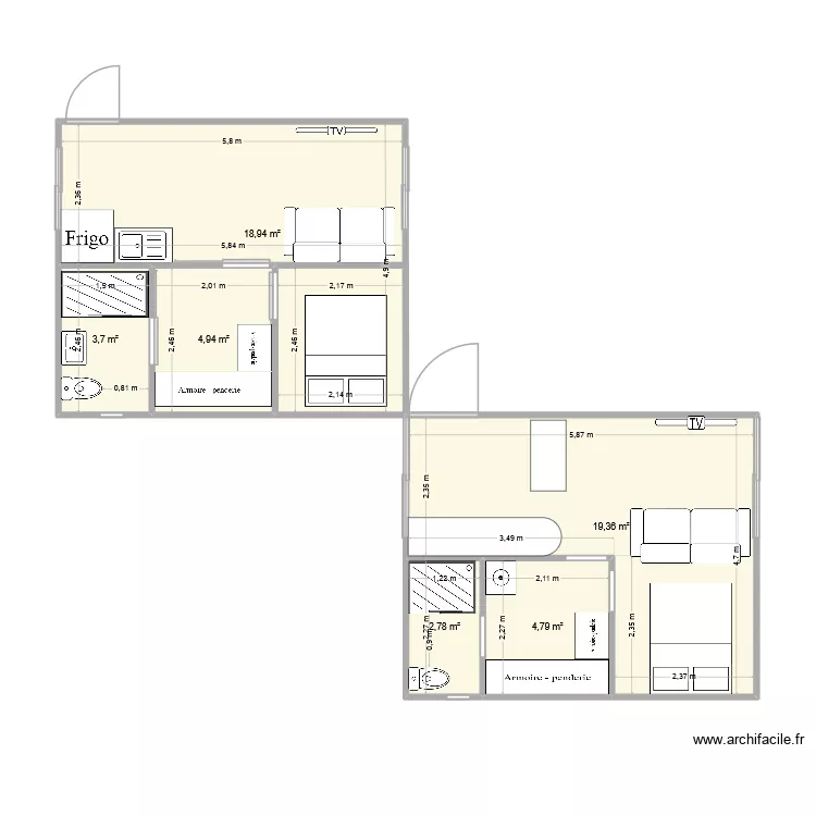 bungalow. Plan de 
