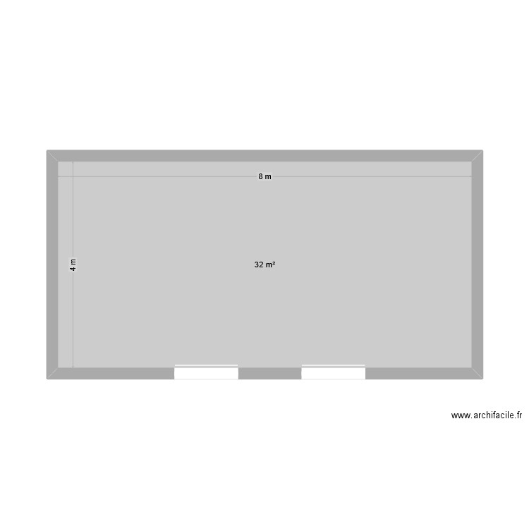 FaceExtensionHangar. Plan de 1 pièce et 32 m2