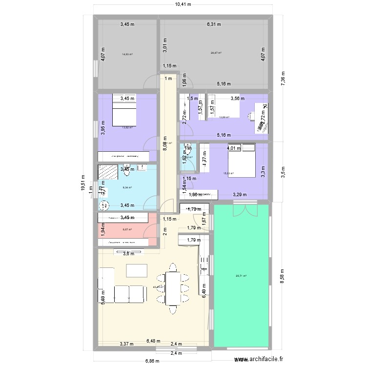 Maison 2. Plan de 11 pièces et 177 m2