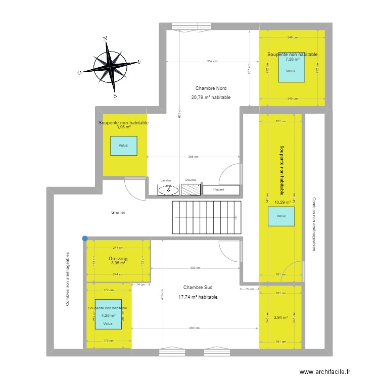 Kientzville Etage 1. Plan de 6 pièces et 34 m2