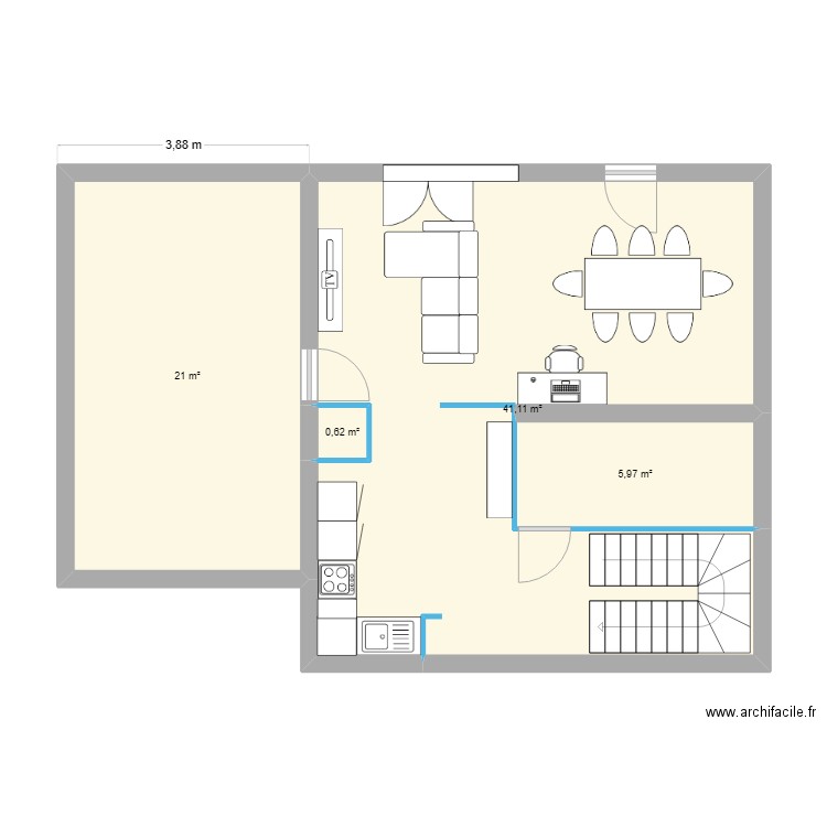 maison lotissement. Plan de 4 pièces et 69 m2