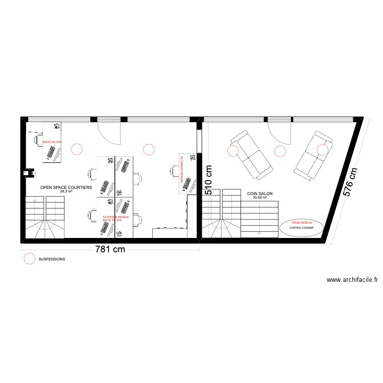 OMIA. Plan de 2 pièces et 69 m2