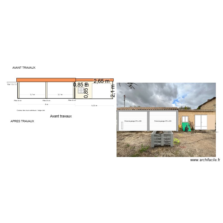 V4 PLAN DE FACADE OUEST - avec PHOTO. Plan de 0 pièce et 0 m2