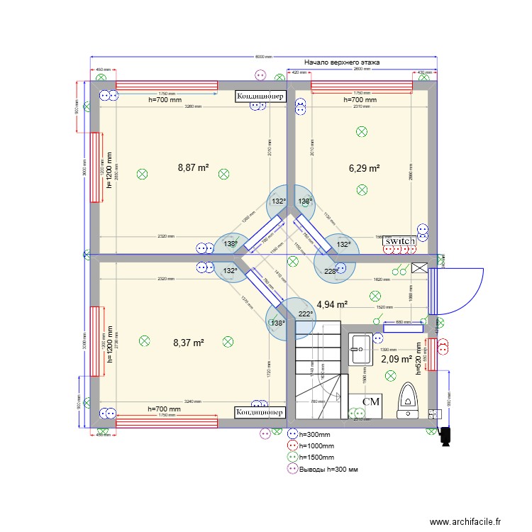 ЕБ 6 эл. Plan de 10 pièces et 97 m2