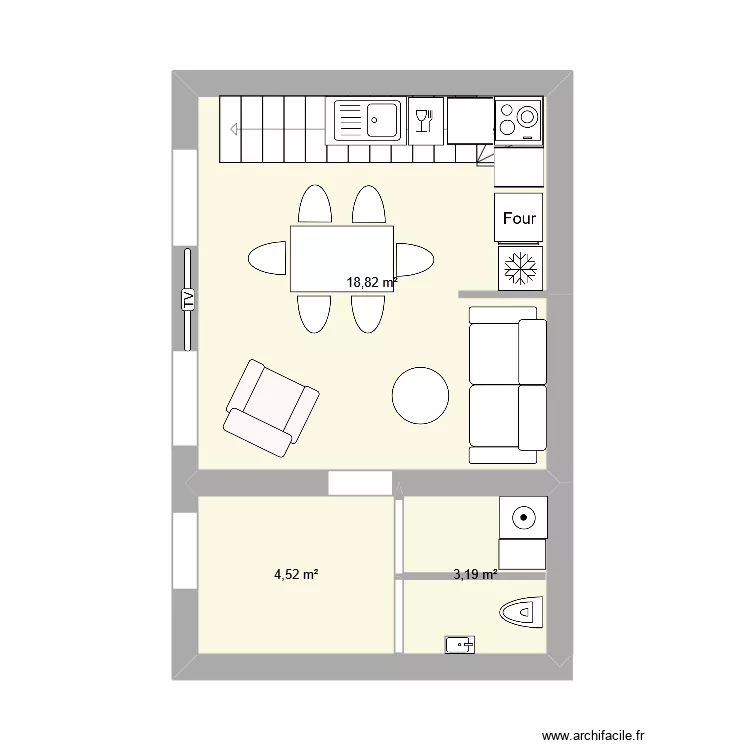 Laure. Plan de 3  et 27 m²