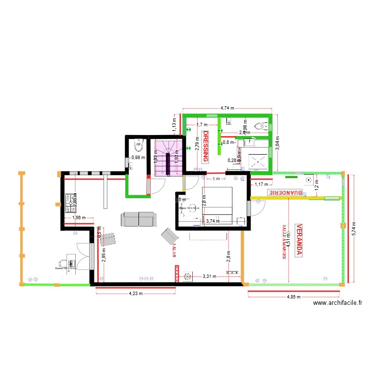 PLAN BRIGITTE MODIFIE. Plan de 0 pièce et 0 m2