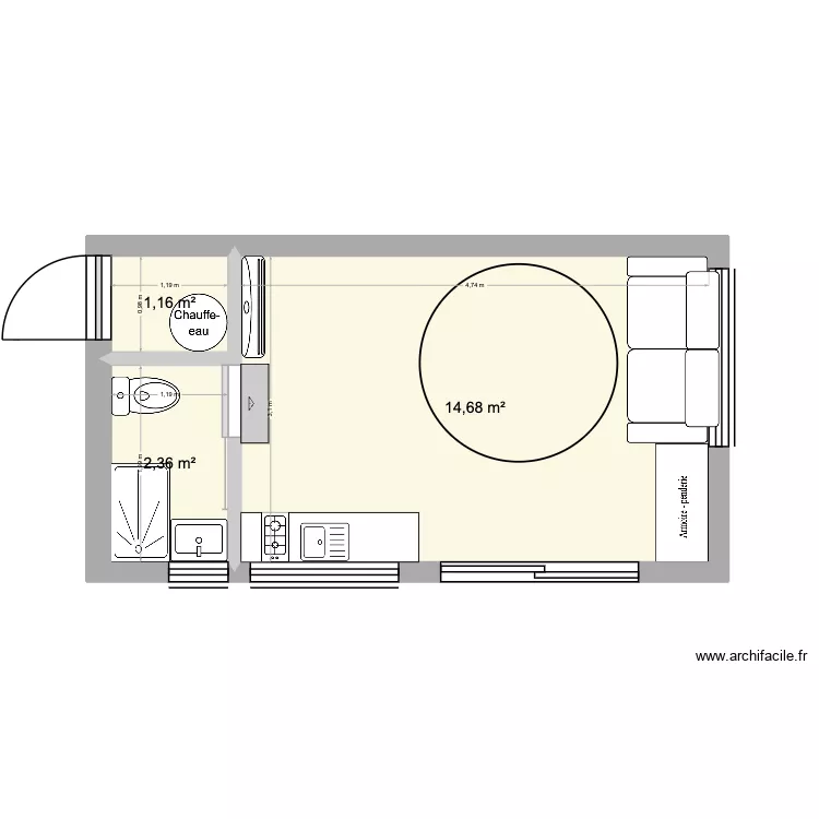 Abri piscine 2. Plan de 3  et 18 m²