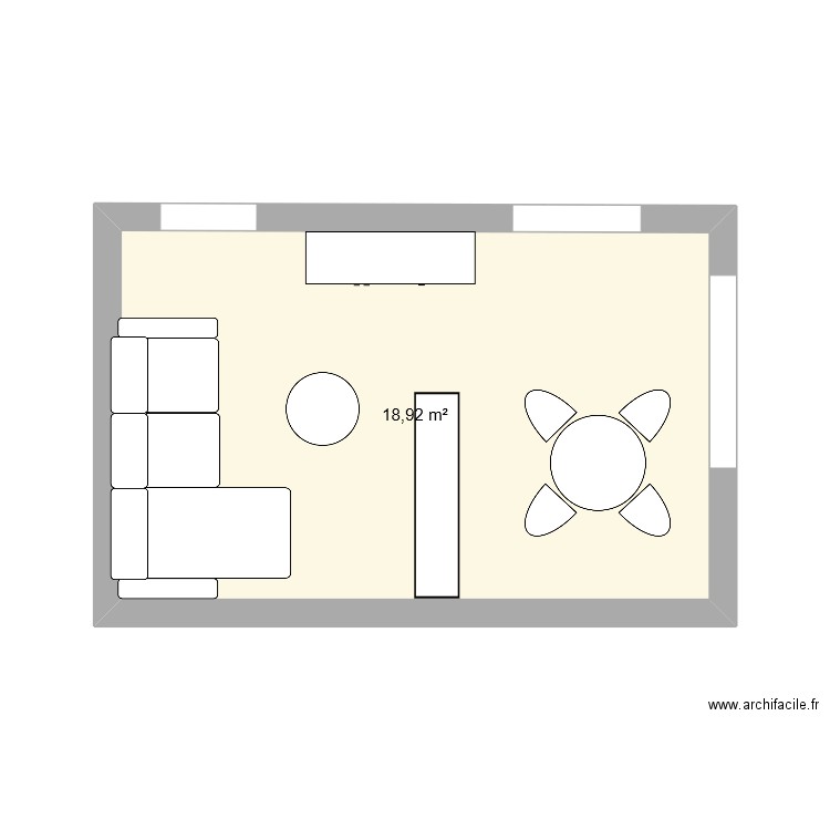 plan salon. Plan de 1 pièce et 19 m2