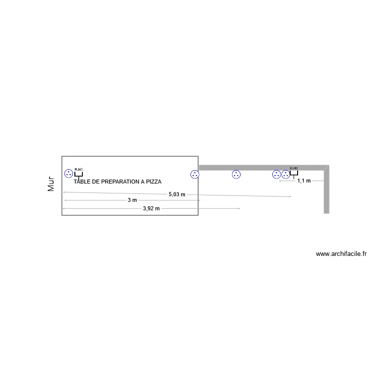 COMPTOIRE PRISE. Plan de 