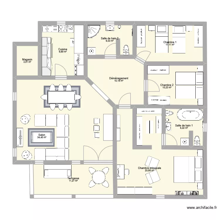 Ma maison pp 3cbres 1-38. Plan de 10  et 128 m²