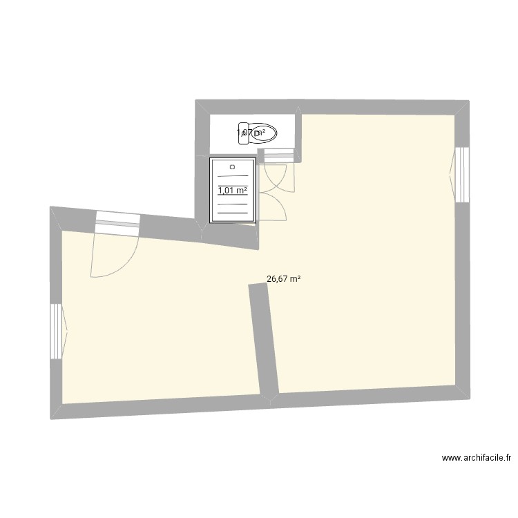 Appart Villejuif 2. Plan de 3 pièces et 29 m2