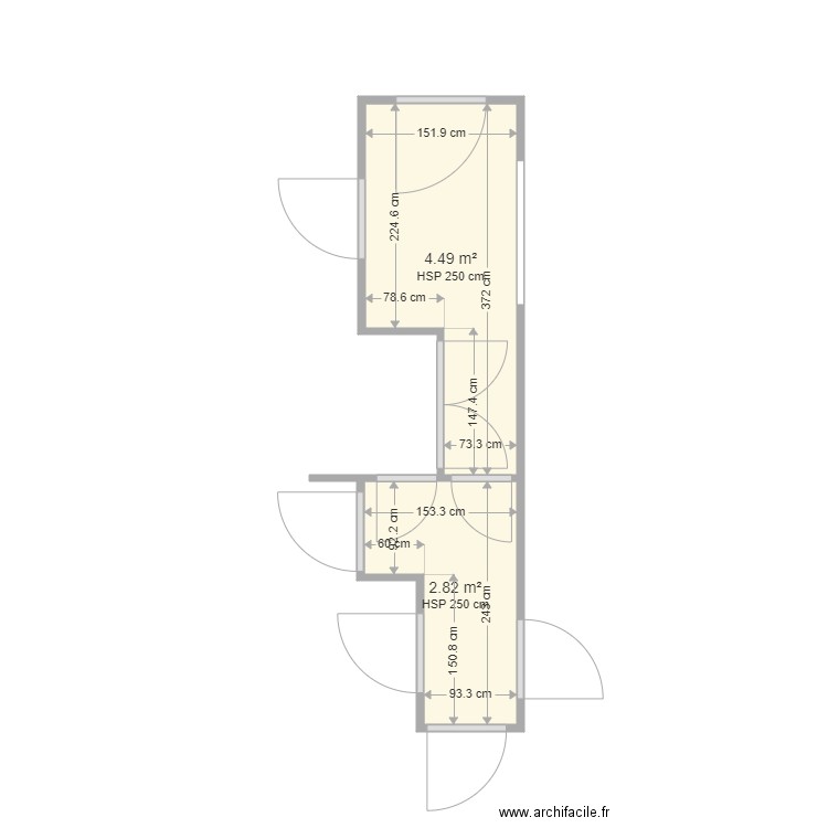 vacher. Plan de 2 pièces et 7 m2
