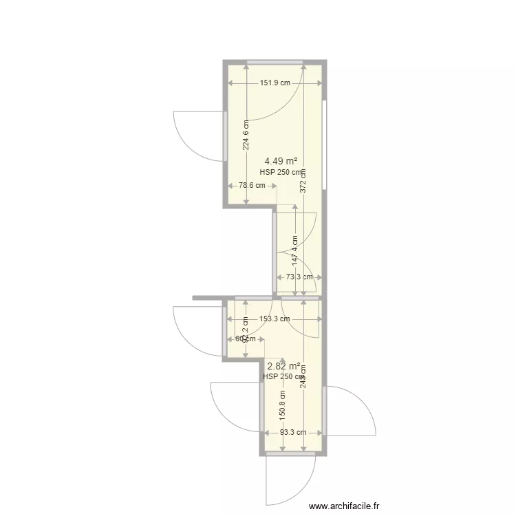 vacher. Plan de 2  et 7 m²