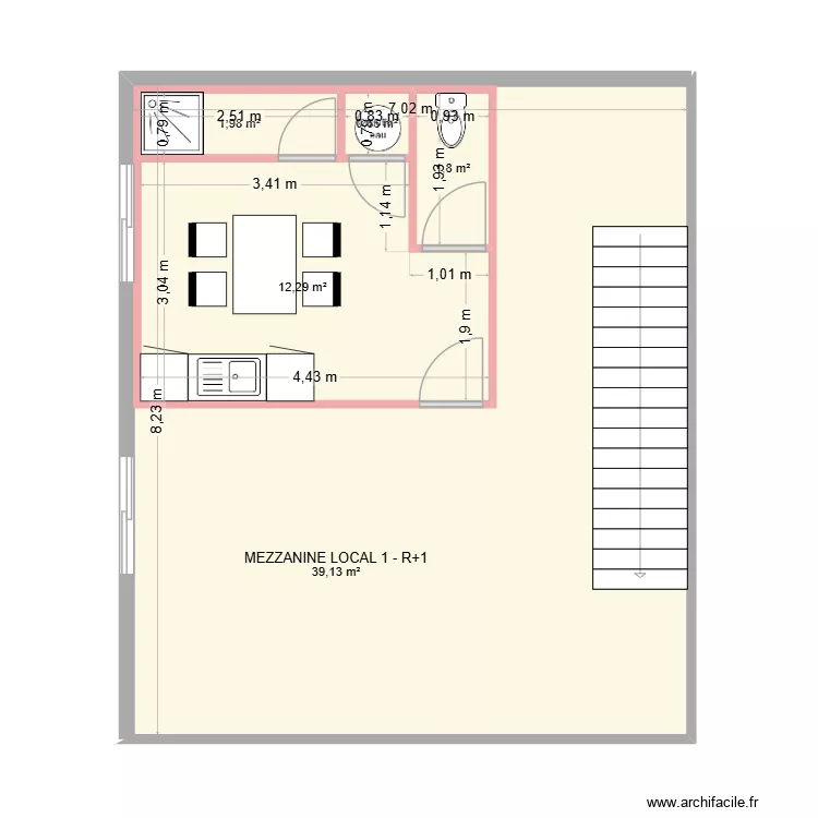 DEPOT - Mezzanine Local 1 - R+1. Plan de 5 et 75 m² DEPOT - Mezzanine Local 1 - R+1. Plan de 5 et 75 m²