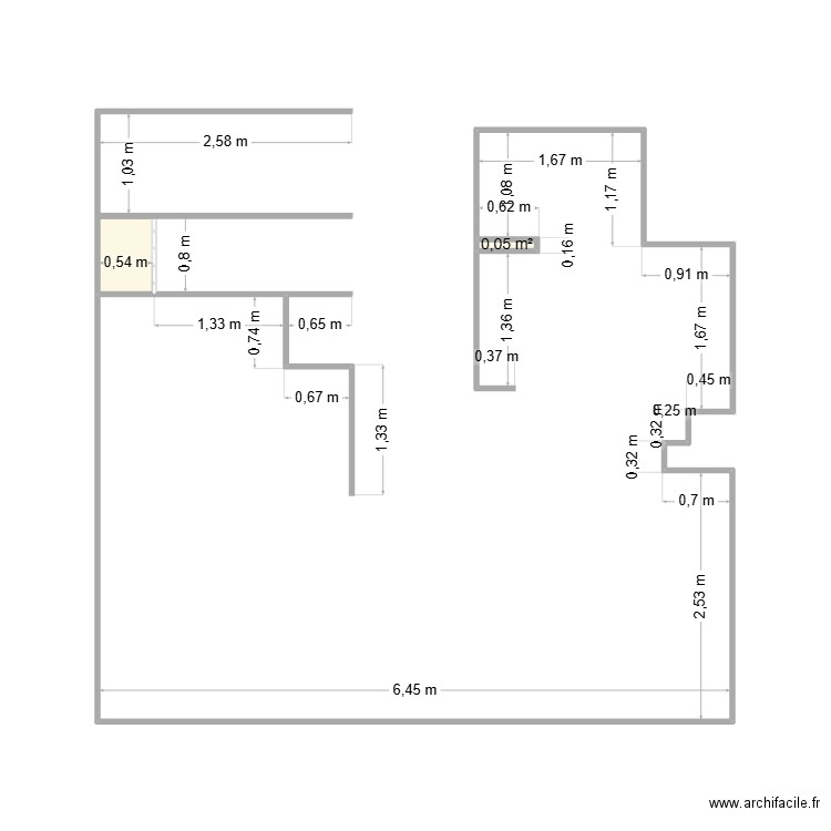 Lemaire avant travaux 2025. Plan de 2 pièces et 0 m2