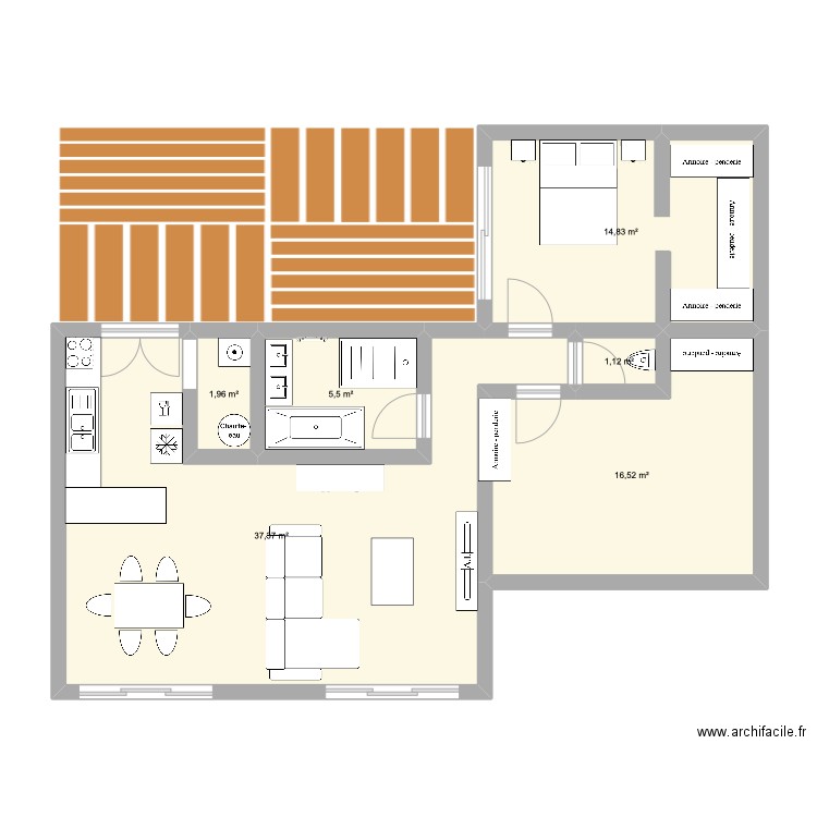 plan maison 4. Plan de 6 pièces et 77 m2