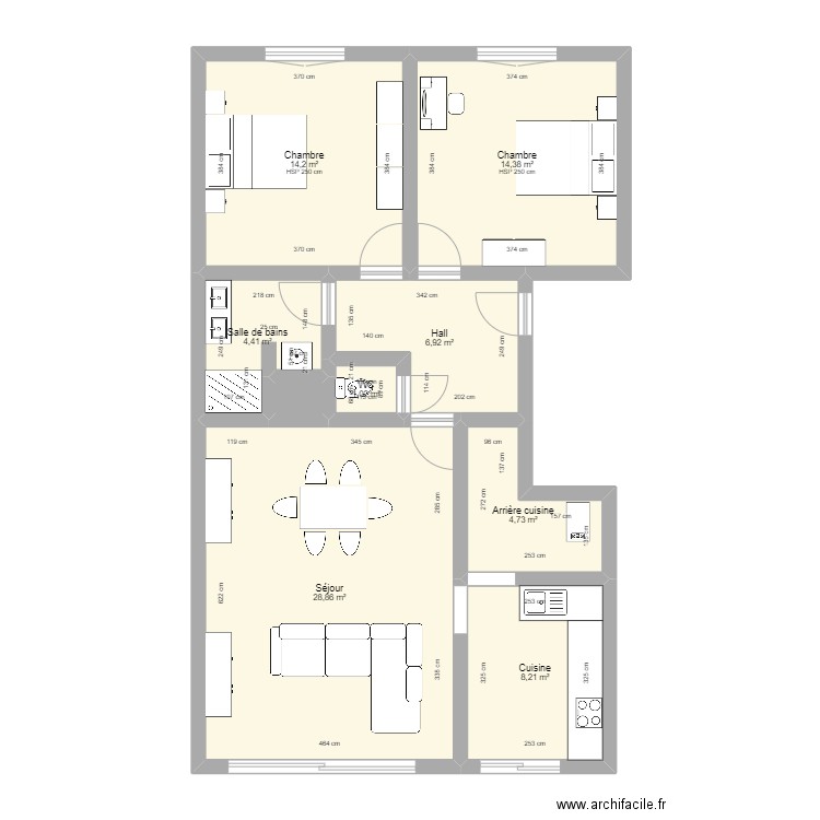 Coquelet 24. Plan de 9 pièces et 83 m2