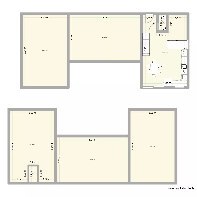 Lozere 3x40. Plan de 8  et 241 m²