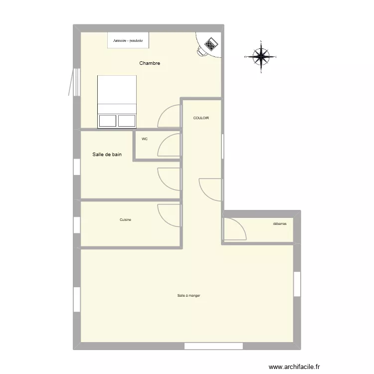 appartementf2kevin. Plan de 6 pièces et 65 m²