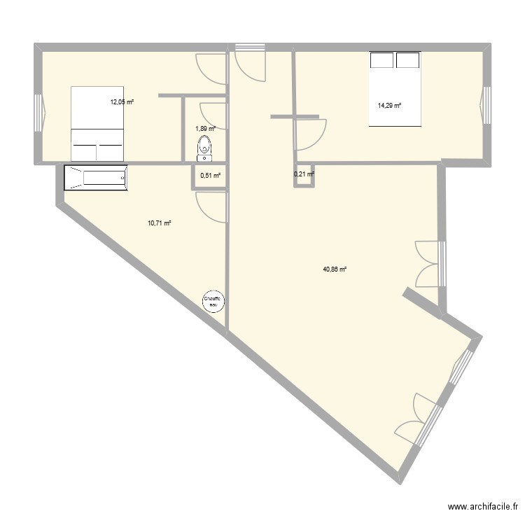 Provence. Plan de 6 pièces et 80 m2
