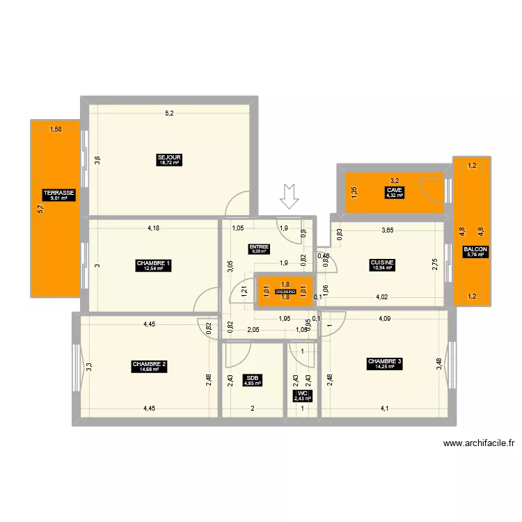 appart_cgr. Plan de 12  et 109 m²