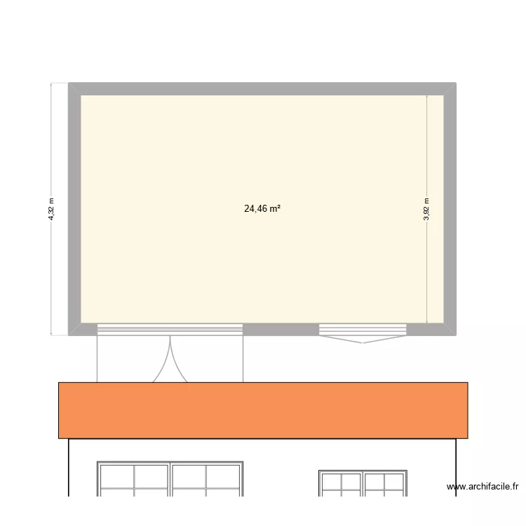 studio. Plan de 1  et 24 m²