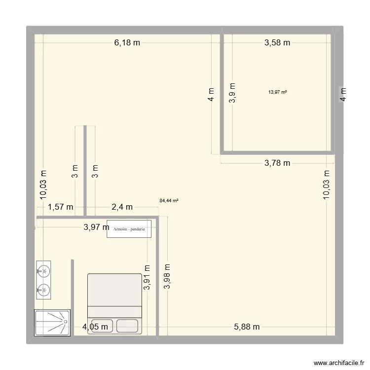 MARRAKECH. Plan de 2 Pièces et 98 m²