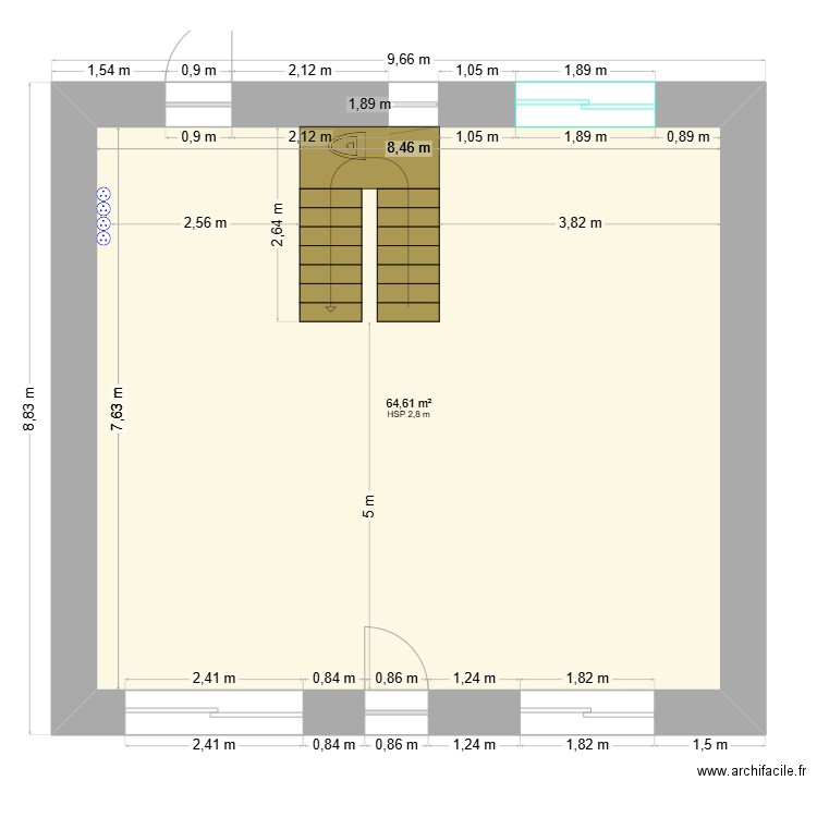 maison. Plan de 1 pièce et 65 m2