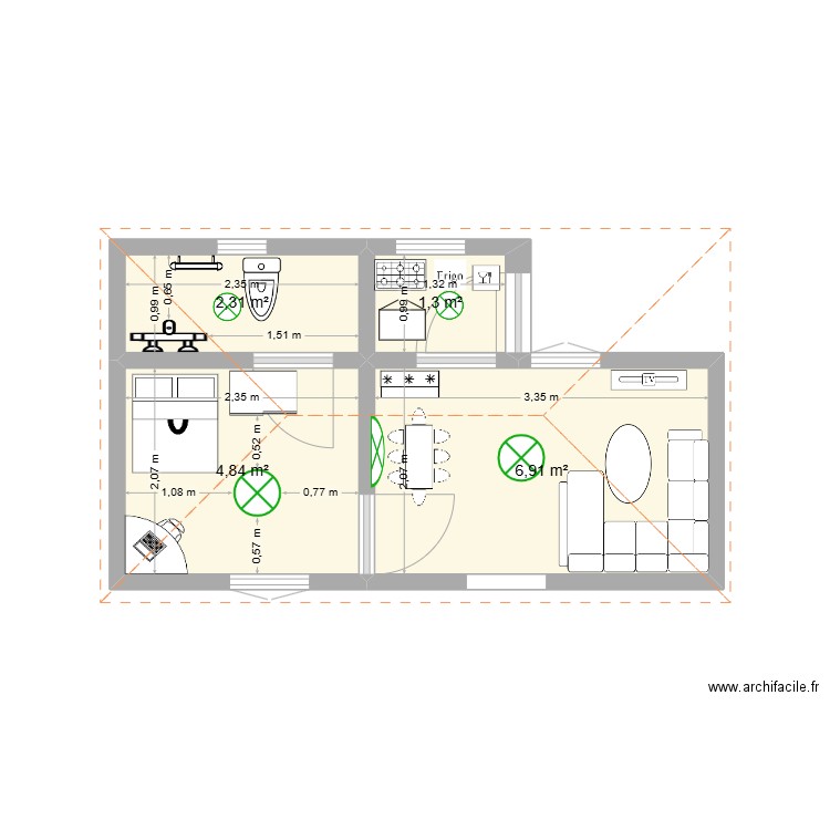 edmond. Plan de 4 pièces et 15 m2