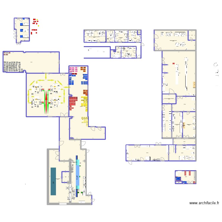 Projet Cuisines HL v31. Plan de 32 pièces et 1343 m2